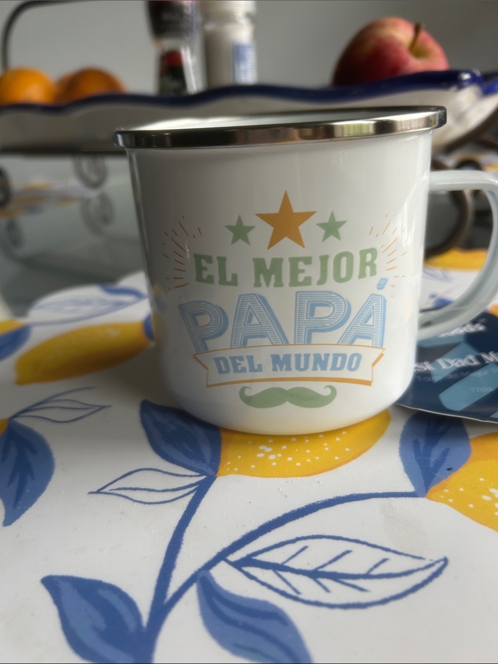 El Mejor Papá Del Mundo White Enamel-Look Mug